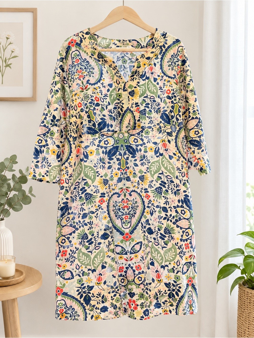 NWOT Boden Floral Print Tunic Dress in 100% linen